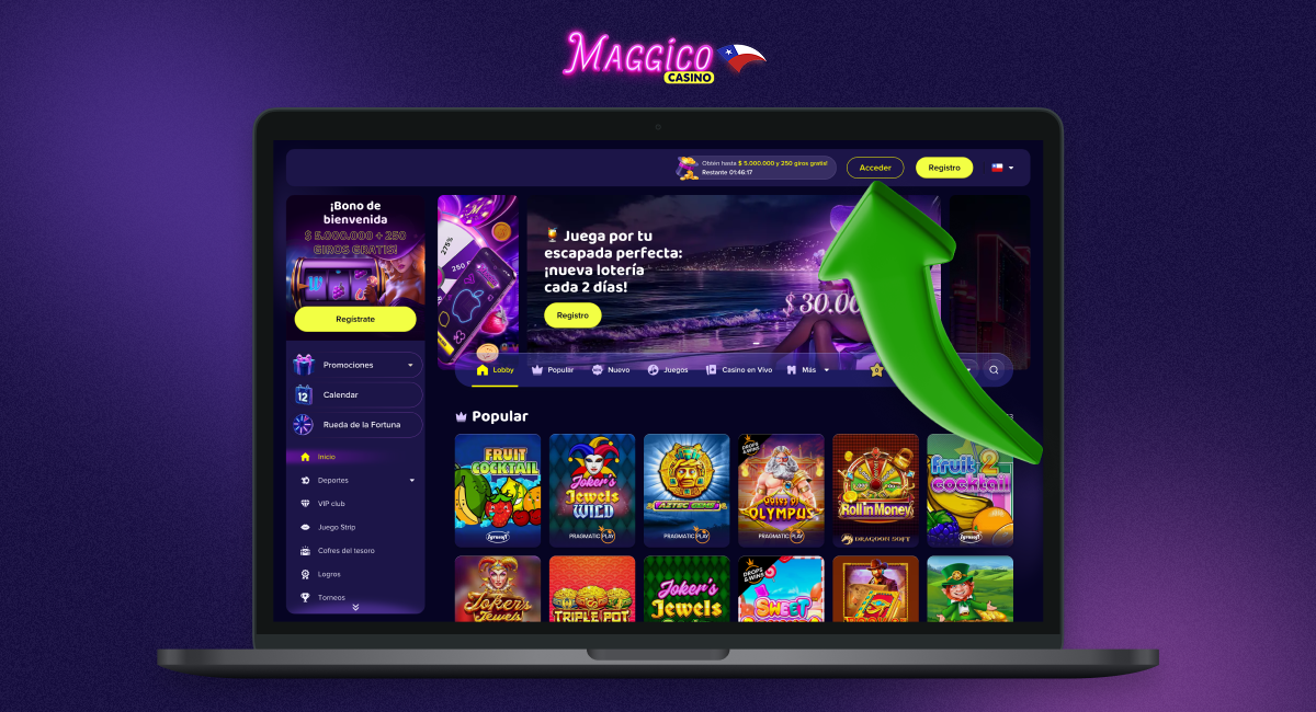 Haz clic en el botón «Iniciar sesión» en el sitio web de Maggico Casino