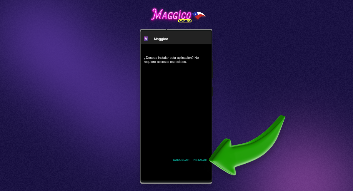 Начните процесс установки приложения Maggico Casino