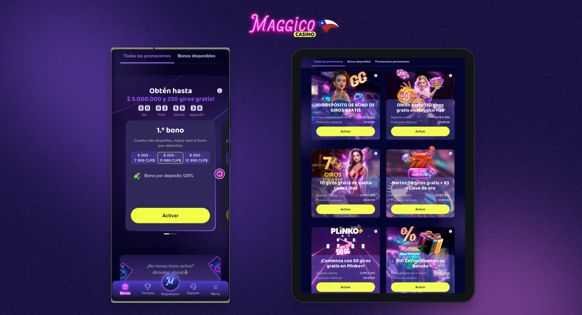 Bonos y promociones en la aplicación de Maggico Casino para chilenos